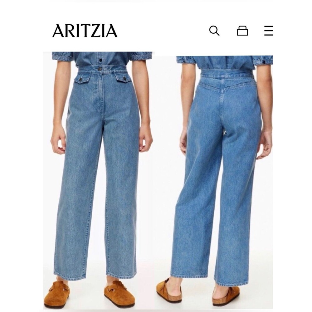 Aritzia Wilfred Free High Rise Wide Leg Jean in Ocean Medium Blue Size 8